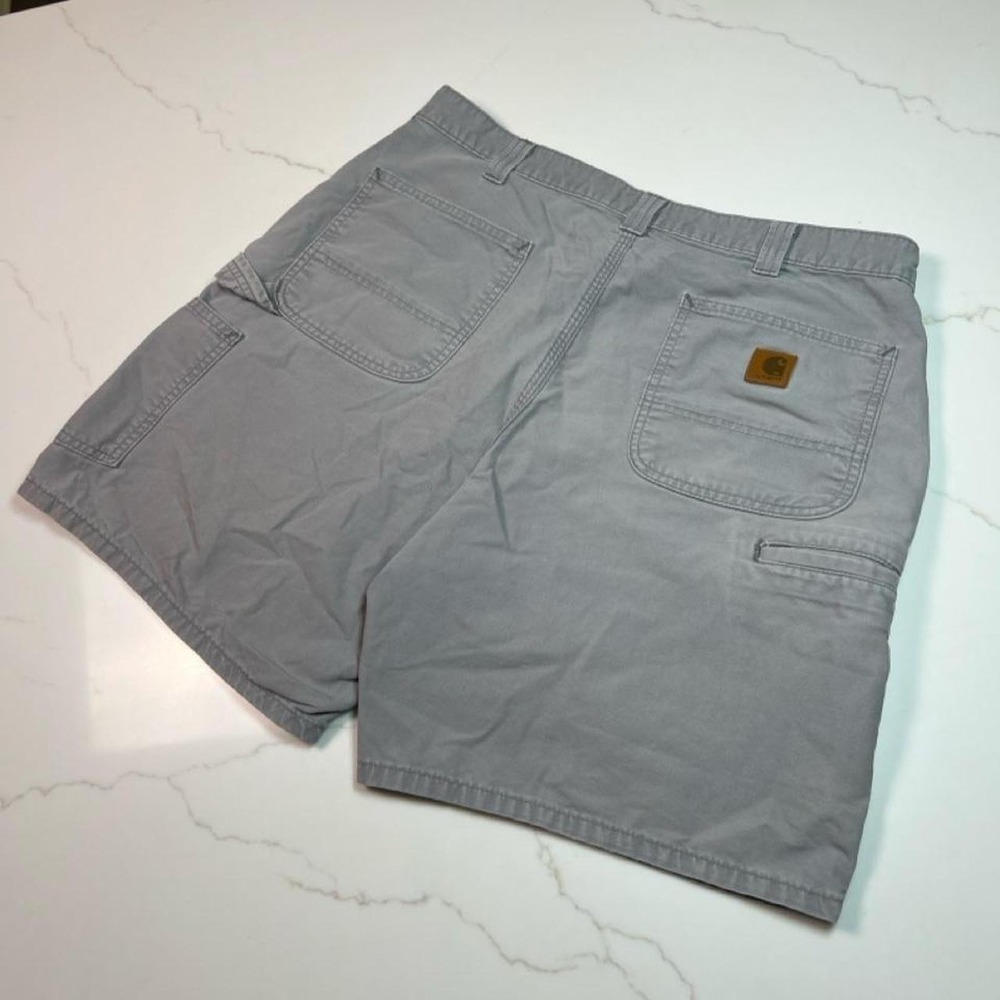 Carhartt Carpenter Shorts Mens Grey Canvas Utility Workwear Relaxed Fit baggy